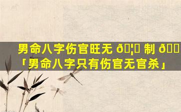男命八字伤官旺无 🦅 制 🕊 「男命八字只有伤官无官杀」